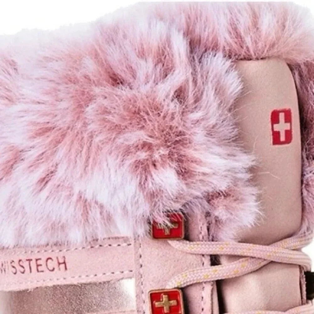 SWISS TECH TODDLER GIRLS 3M Pink Faux Fur Suede Waterproof Boots SIZE 8 NEW